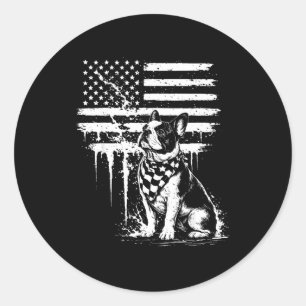 Adesivo Bulldogue francês bandeira americana 4 de julho am