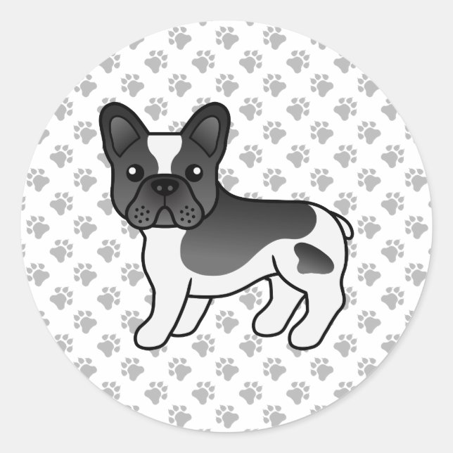 Adesivo Bulldogue Francês Preto Piebald Fofo Cachorro de D (Frente)