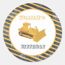 Bulldozer Construtor Truck Birthday Boy