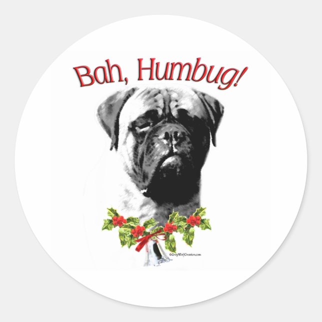 Adesivo Bullmastiff Bah Humbug - Sticker (Frente)