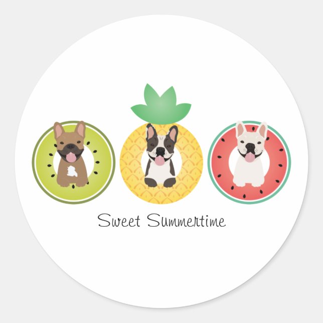 Adesivo Bulls Franceses Em Fluxos De Piscina De Fruta (Frente)