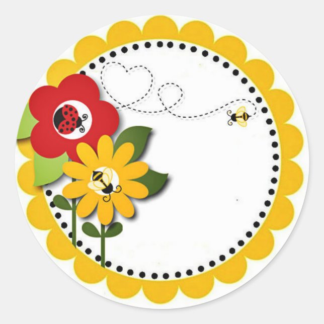 Adesivo Bumble Bee Lady Bug Party Birthday Chá Stickers (Frente)