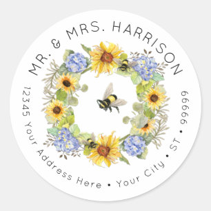 Adesivo Bumble Bee Sunflower Hydrangea Clas
