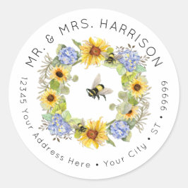 Adesivo Bumble Bee Sunflower Hydrangea Floral Address Clas