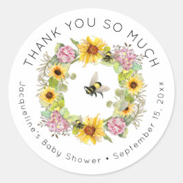 Adesivo Bumble Bee Sunflower Hydrangea Floral Chá de frald