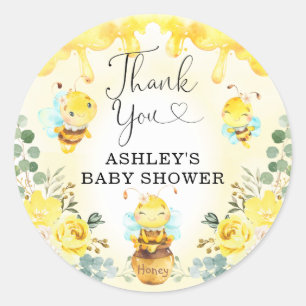 Adesivo Bumble Bumble Bee Honey Floral Chá de fraldas Fav