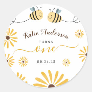 Adesivo Bumblebee Amarelo e Girassóis Primeiro Aniversár