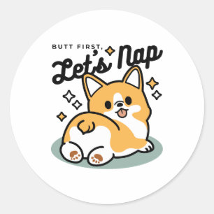 Adesivo Bumbum Primeiro, Vamos Nap - Bumbum Corgi Cute