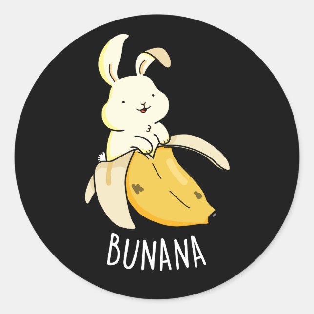 Adesivo Bunana Funny Bunny Em Uma Banana Pun Dark BG (Frente)