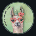 Adesivo Bunco Funny Quote Lllama<br><div class="desc">Citação Bunco engraçada para a sua próxima noite de folga. Design de aquarela bonitinha e adorável com uma lhama espirituosa que diz "Não há nenhum Problema em Bunco!" Perfeito para sua próxima angariação de fundos ou noite de jogo.</div>