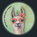 Adesivo Bunco Funny Quote Lllama<br><div class="desc">Citação Bunco engraçada para a sua próxima noite de folga. Design de aquarela bonitinha e adorável com uma lhama espirituosa que diz "Não há nenhum Problema em Bunco!" Perfeito para sua próxima angariação de fundos ou noite de jogo.</div>