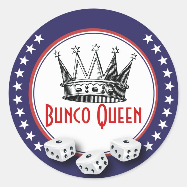 Adesivo Bunco Queen com Dice - Vermelho, Branco e Azul (Frente)