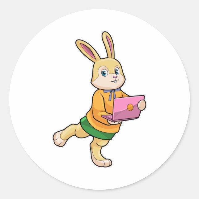 Adesivo Bunny como Secretário com Laptop (Frente)