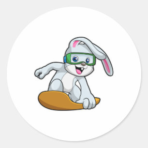 Adesivo Bunny como Snowboarder com Snowboard