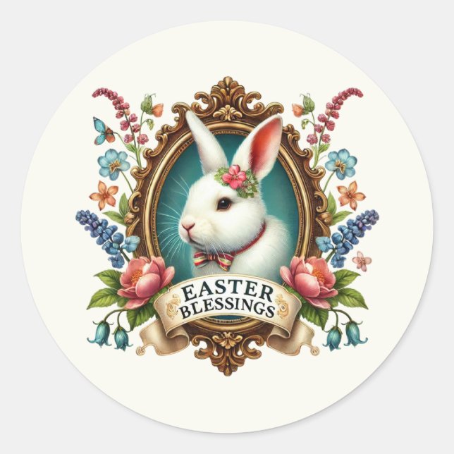 Adesivo Bunny de bênçãos de Páscoa fofos  (Frente)