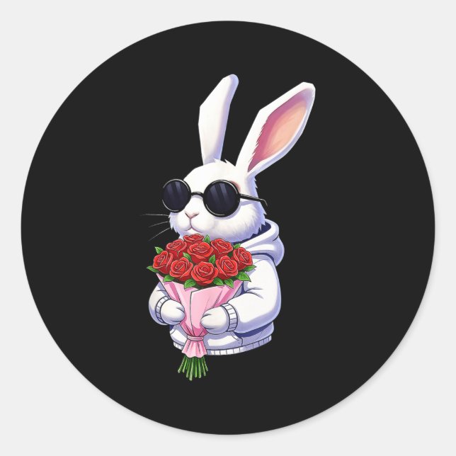 Adesivo Bunny Hugging Valentine Flower Bunny  (Frente)
