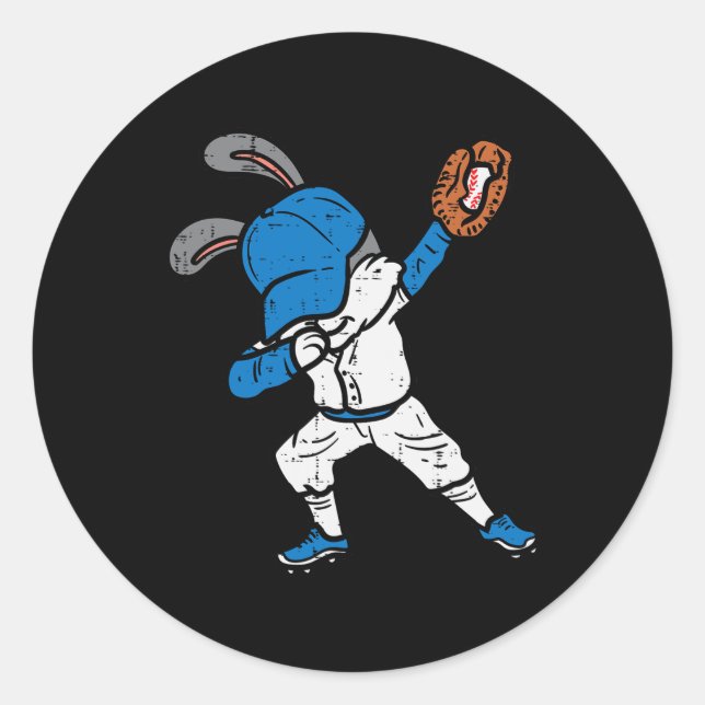 Adesivo Bunny Rabbit Dab Baseball Páscoa Esporte Pitcher B (Frente)