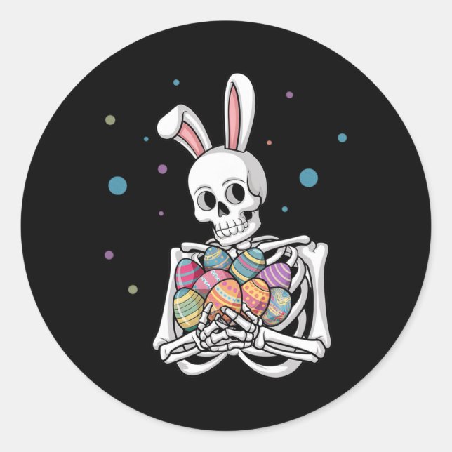 Adesivo Bunny Skeleton Holding Easter Eggs Funny Easter Da (Frente)