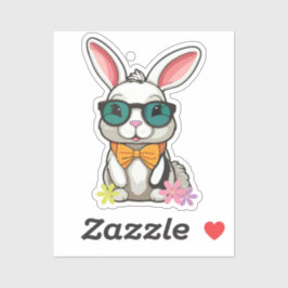 Adesivo Bunny Sticker with Bow and Flowers