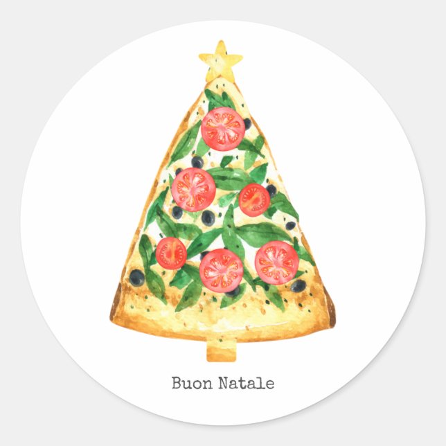 Adesivo Buon Natale Italiana Felry Christmas Pizza Slice (Frente)
