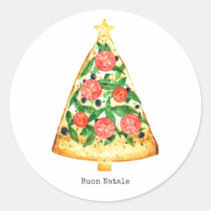 Adesivo Buon Natale Italiana Felry Christmas Pizza Slice