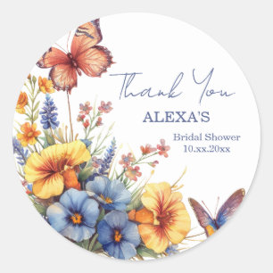 Adesivo Buquê de Borboleta de Flor de Aquarela Personalizá
