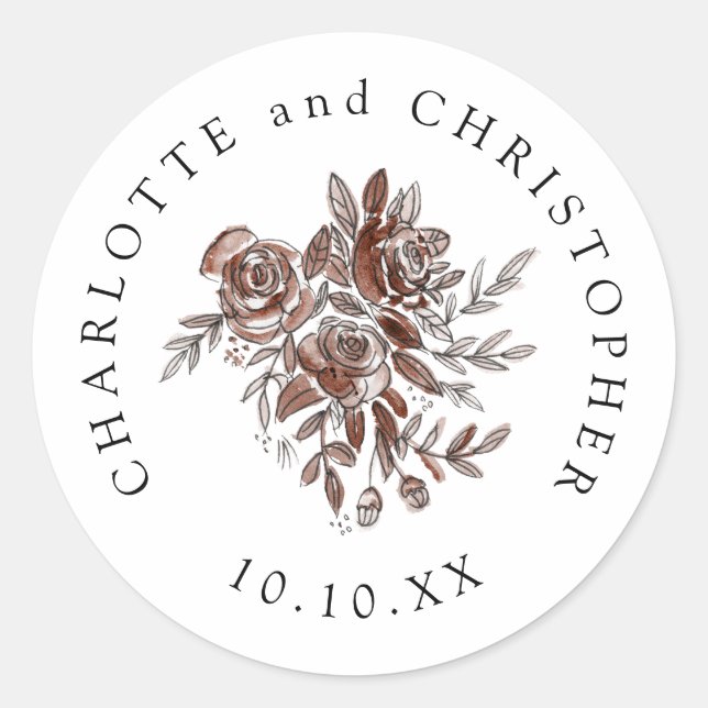 Adesivo buquê de casamento de rosas rosa-claro (Frente)