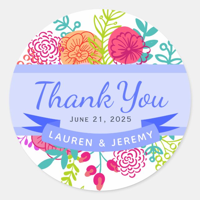 Adesivo Buquê de Desenho Floral Vibrante Colorida primaver (Frente)