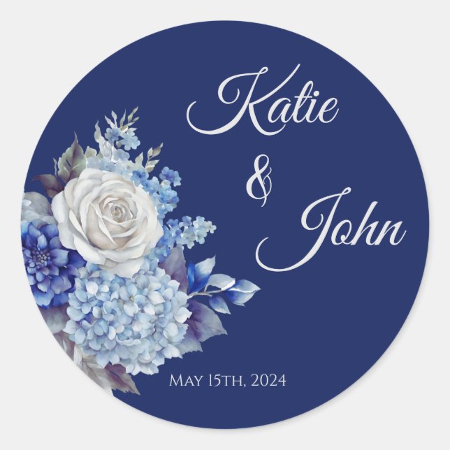 Adesivo Buquê De Flor Azul De Água - Casamento- (Frente)