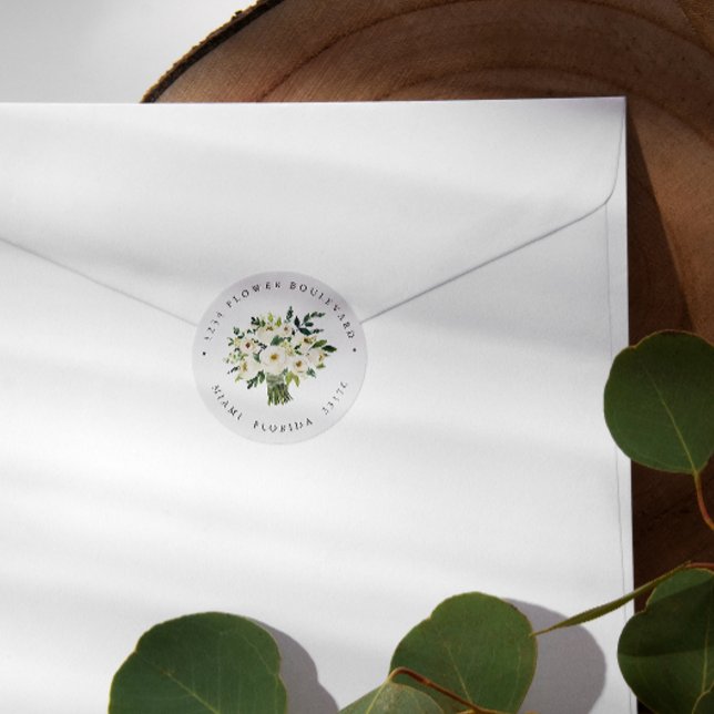 Adesivo Buquê de Flor Branco Endereço de Retorno Botânico (Criador carregado)