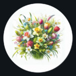 Adesivo Buquê de Flores da Primavera Flores de Páscoa<br><div class="desc">personalize com qualquer texto.</div>
