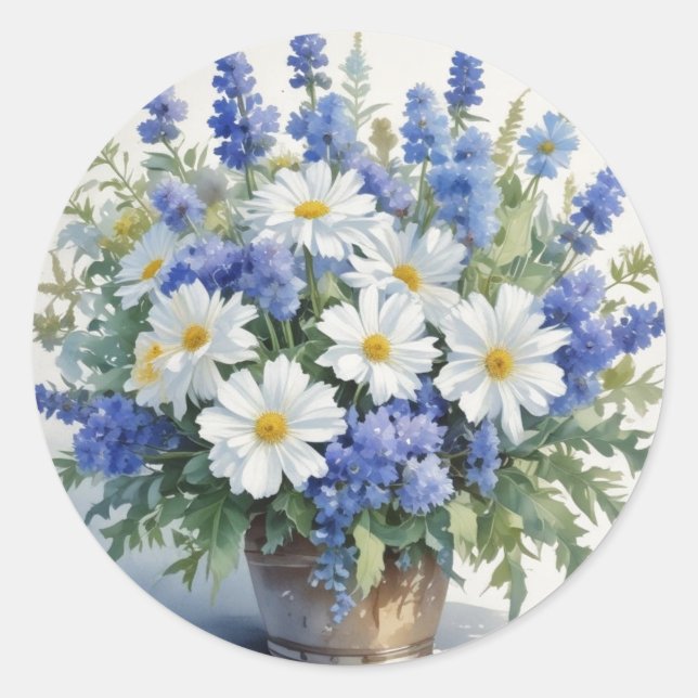 Adesivo Buquê de Flores Elegante Aquarela (Frente)