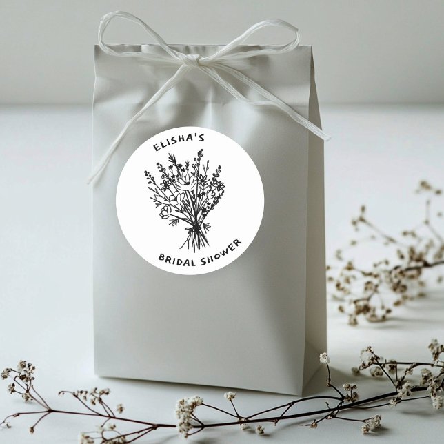 Adesivo Buquê de Flores Silvestres Churrasco Rústico Chá d (Wildflower Bouquet Rustic Whimsical Bridal Shower Classic Round Sticker
)