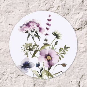 Adesivo Buquê de Flores Silvestres Roxas Floral Aquarela