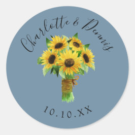 Adesivo Buquê de girassol e casamento azul