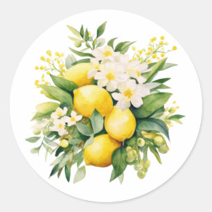 Adesivo Buquê de Limão com Flores Brancas