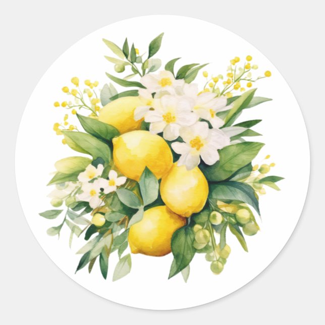 Adesivo Buquê de Limão com Flores Brancas (Frente)