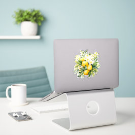 Adesivo Buquê de Limão com Flores Brancas