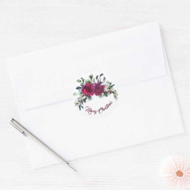 Adesivo Buquê de Natal Rosa vermelha (Envelope)