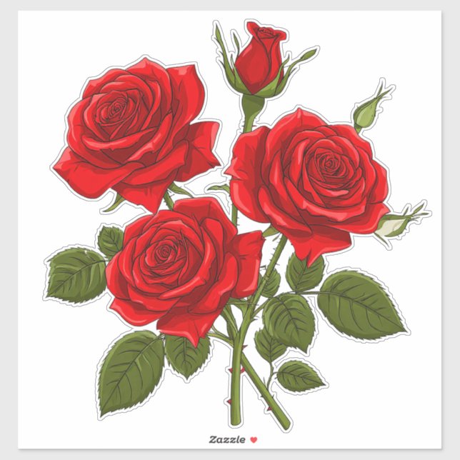 Adesivo Buquê de Rosas Vermelhas (Folha)