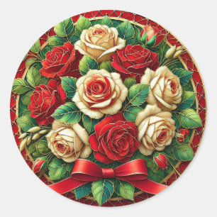 Adesivo Buquê de Rosas Vermelhas e Brancas Elegantes 🌹 Ro