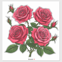 Adesivo Buquê de Rosas Vermelhas e Rosadas Vibrantes com F