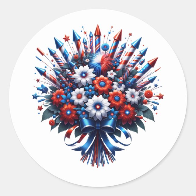 Adesivo buquê do Dia da Independência em 4 de julho (Frente)