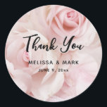 Adesivo Buquê Elegante de Rosas Rosa Vintage<br><div class="desc">Obrigado adesivos com uma fotografia de um buquê de rosas rosa. Vintage elegance.</div>