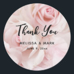 Adesivo Buquê Elegante de Rosas Rosa Vintage<br><div class="desc">Obrigado adesivos com uma fotografia de um buquê de rosas rosa. Vintage elegance.</div>