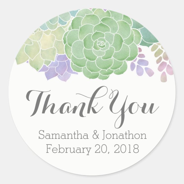 Adesivo Buquê Elegante Suculta Obrigado (Frente)