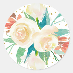 Adesivo Buquê Floral Aquarela Bege Claro