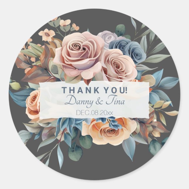 Adesivo Buquê Floral Aquarela Personalizável (Frente)