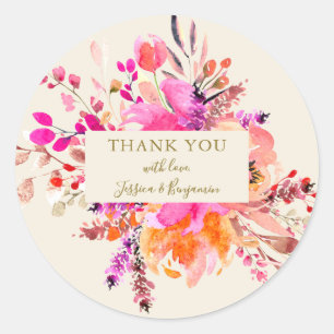Adesivo Buquê Floral Aquarela Rosa Nome Personalizado Casa