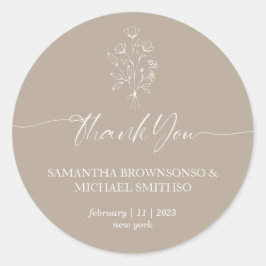 Adesivo Buquê Floral Brown Beige Obrigado